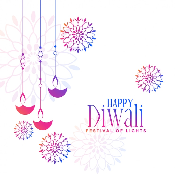 Vector gratuito lámparas colgantes coloridas diya diwali decorativo