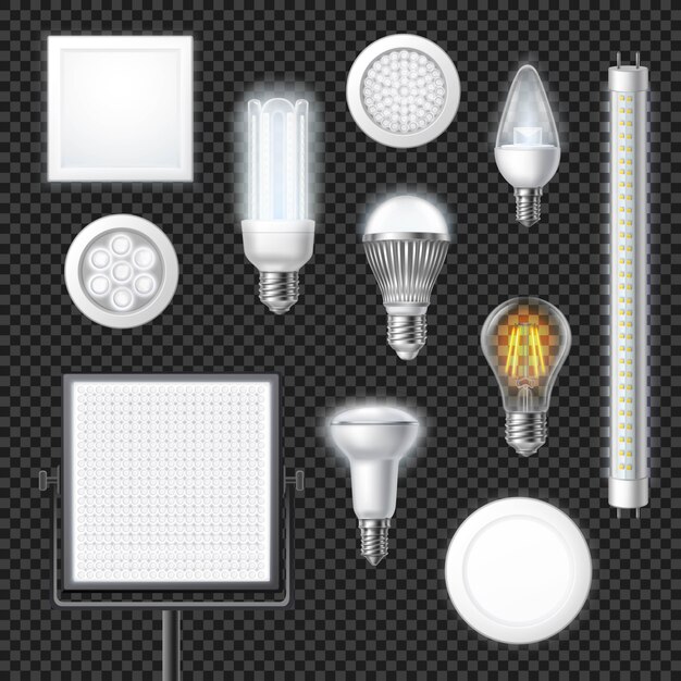 Lámparas Led Realista Conjunto Transparente