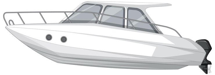 Vector gratuito lancha rápida o lancha a motor aislado sobre fondo blanco.