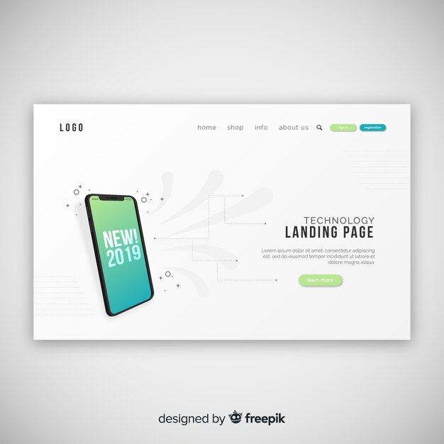 Landing page abstracta con dispositivos tecnológicos