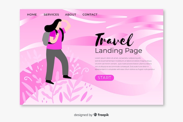 Vector gratuito landing page abstracta de viaje