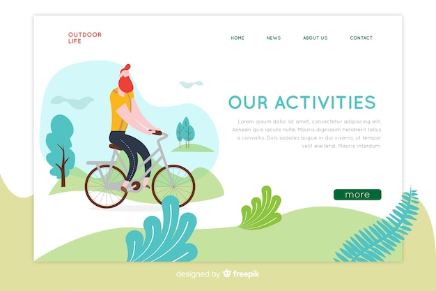 Vector gratuito landing page de actividades al aire libre