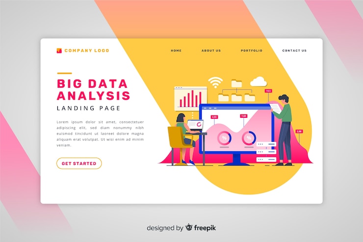 Vector gratuito landing page de análisis de big data