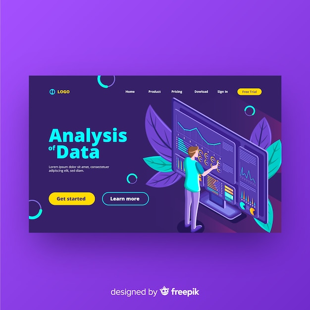 Vector gratuito landing page de análisis de datos