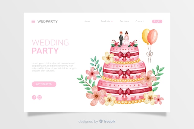 Landing page de boda en acuarela