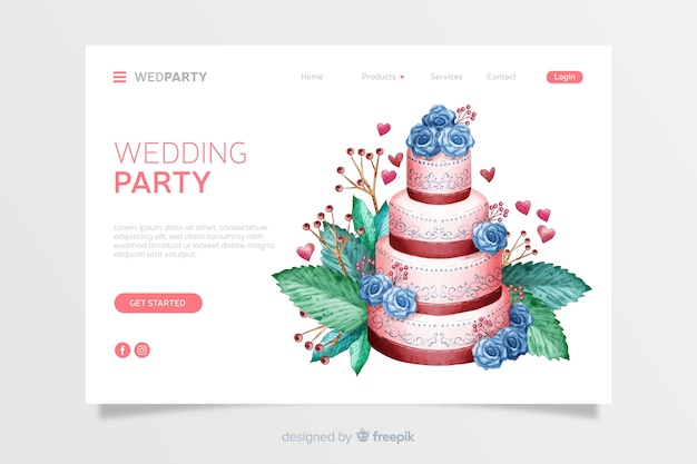 Vector gratuito landing page de boda en acuarela