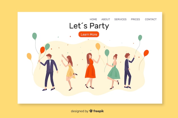 Landing page de boda en diseño plano