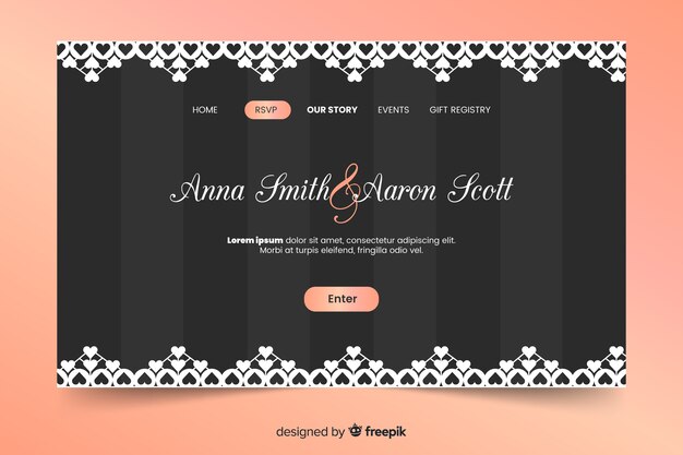 Landing page de boda elegante