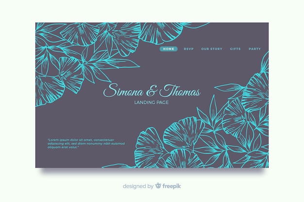 Vector gratuito landing page de boda elegante