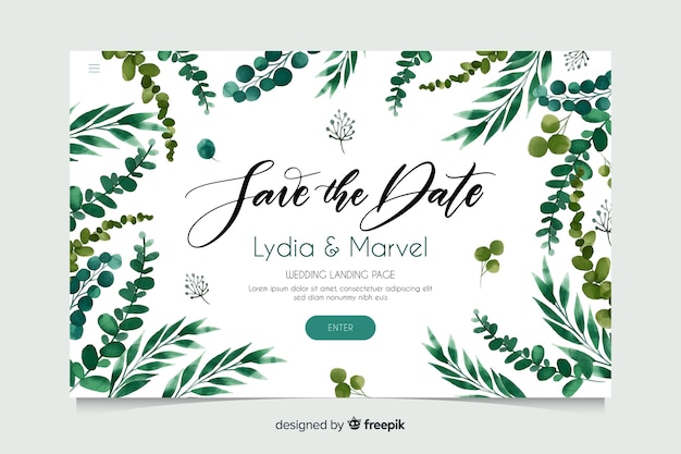 Vector gratuito landing page de boda