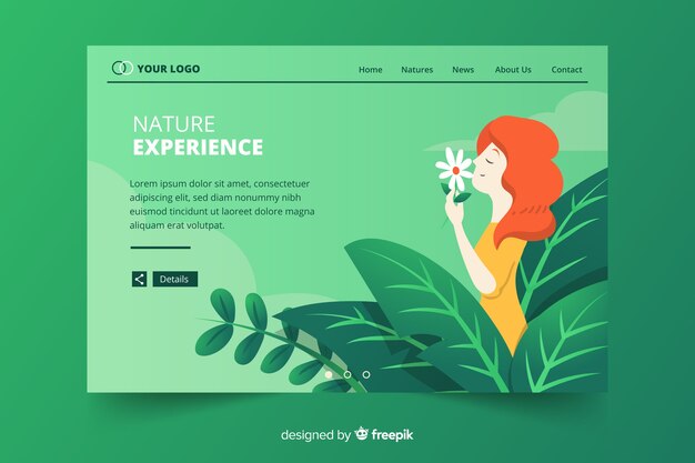 Landing page chica con hojas