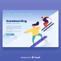 Vector gratuito landing page chicas haciendo snowboard