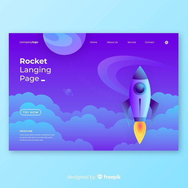 Landing page de cohete espacial