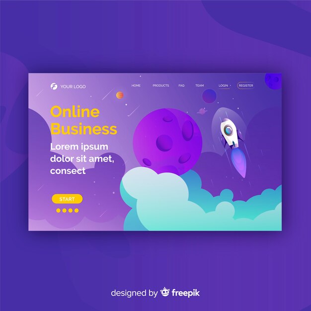 Landing page de cohete espacial