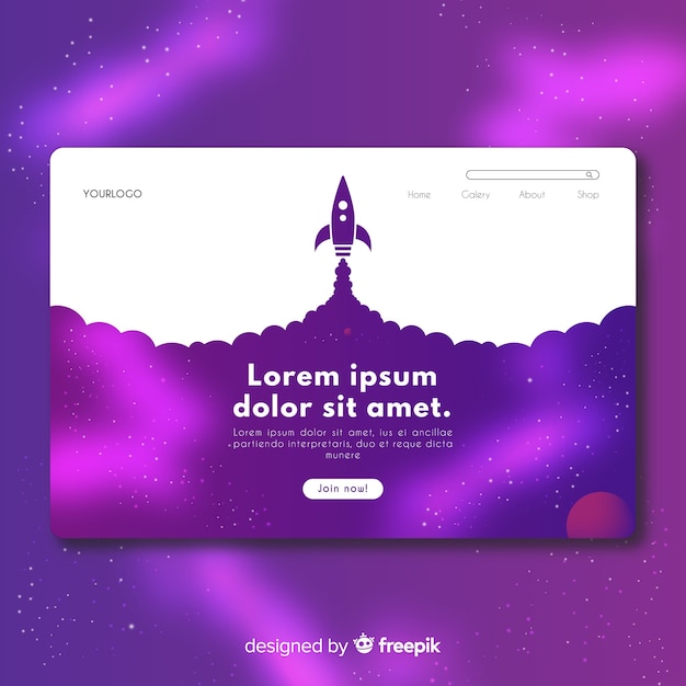 Vector gratuito landing page cohete plano