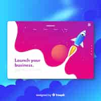 Vector gratuito landing page cohete plano