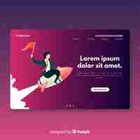 Vector gratuito landing page con cohete