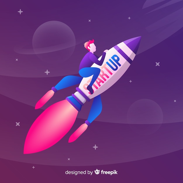 Vector gratuito landing page con cohete