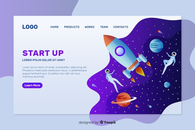 Vector gratuito landing page de cohete