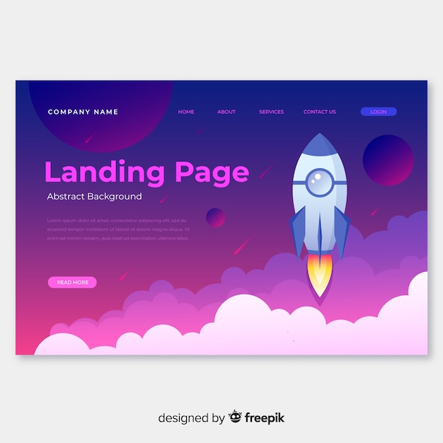 Vector gratuito landing page de cohete