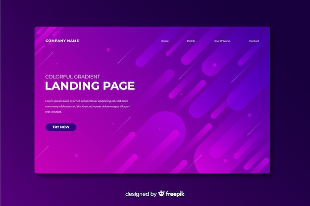 Landing page colorida con degradado