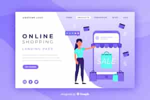 Vector gratuito landing page de compras online