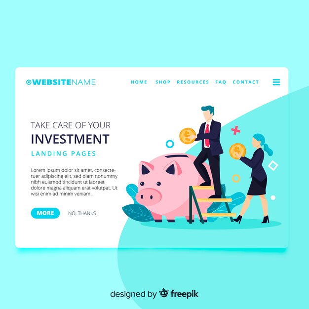 Landing page concepto dinero