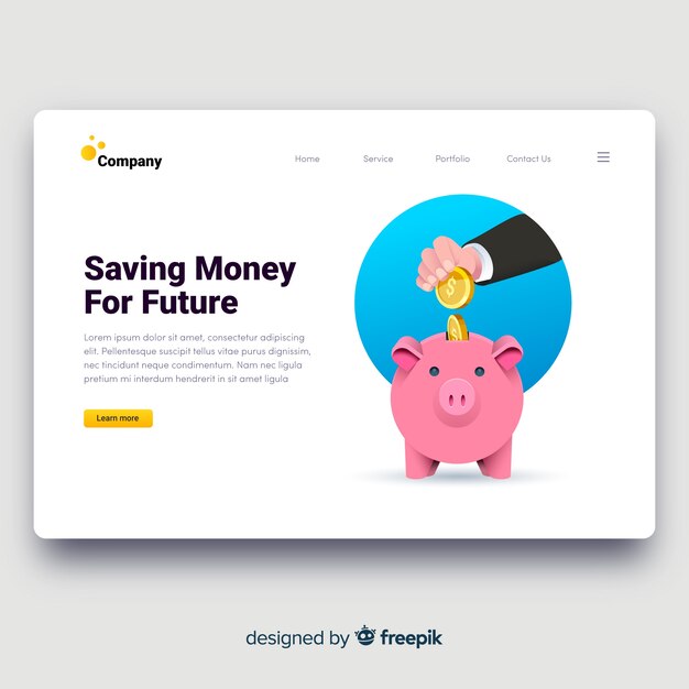 Landing page concepto dinero