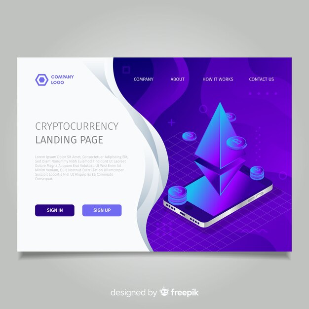 Landing page de criptomoneda