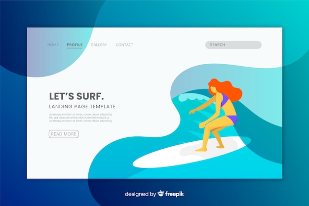 Landing page deporte diseño plano