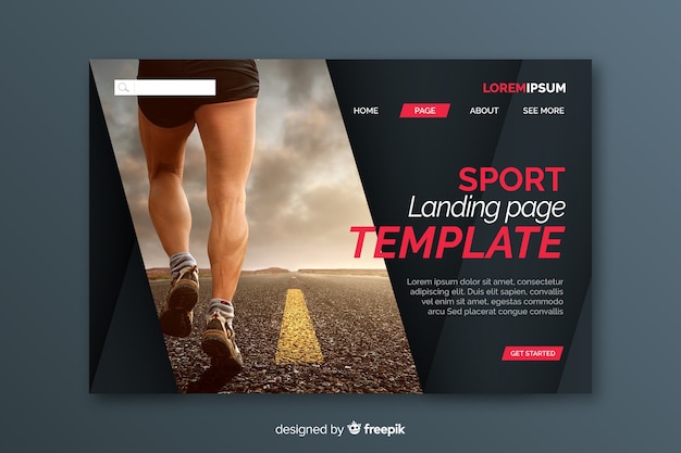 Landing page de deporte con foto