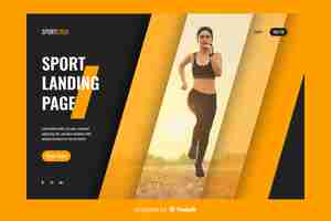 Vector gratuito landing page deporte con foto