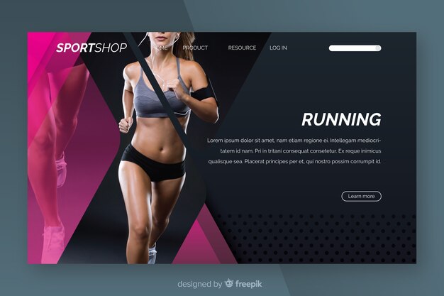 Landing page de deporte con foto