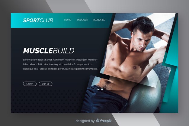 Landing page de deporte con foto