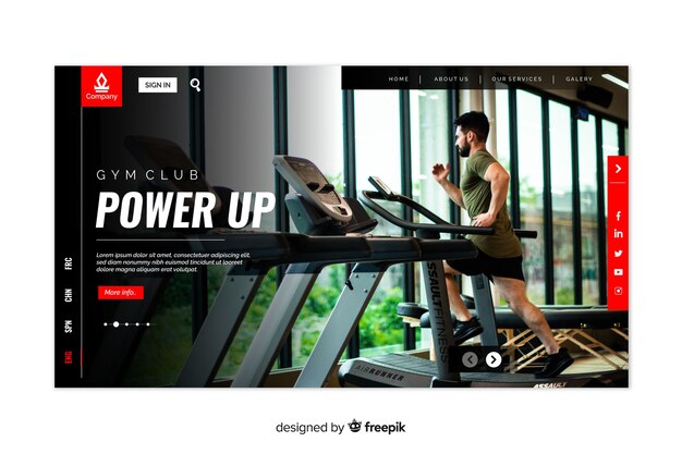 Landing page de deporte con fotografía