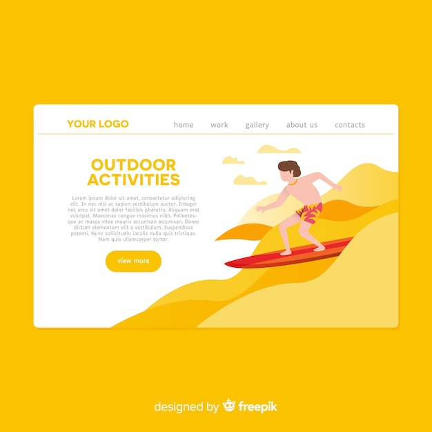 Vector gratuito landing page dibujada a mano actividades al aire libre