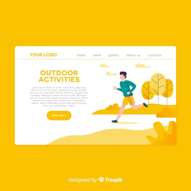 Vector gratuito landing page dibujada a mano actividades al aire libre