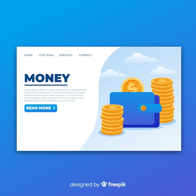 Landing page de dinero