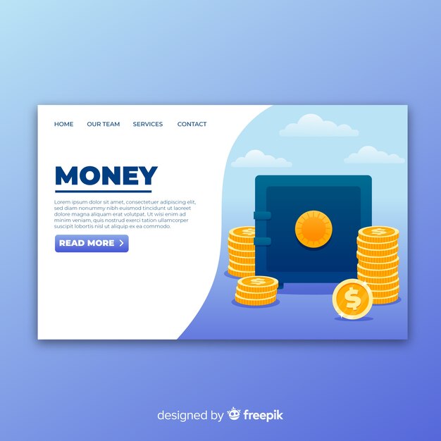 Landing page de dinero