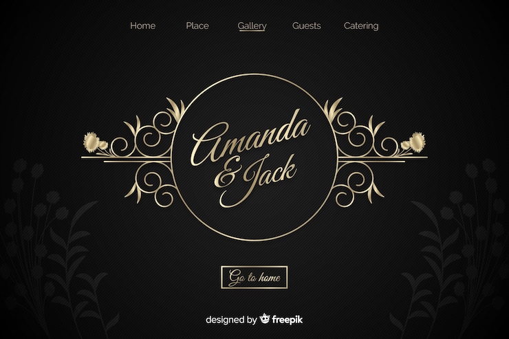 Vector gratuito landing page dorada elegante de boda