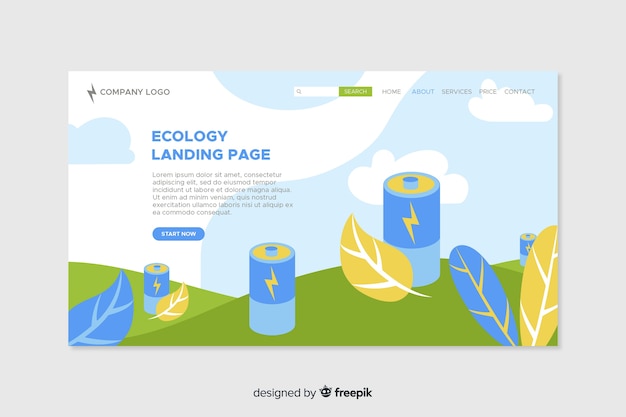 Vector gratuito landing page ecología diseño plano