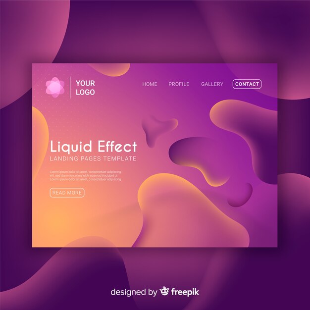 Landing page con efecto líquido