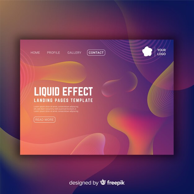 Landing page con efecto líquido