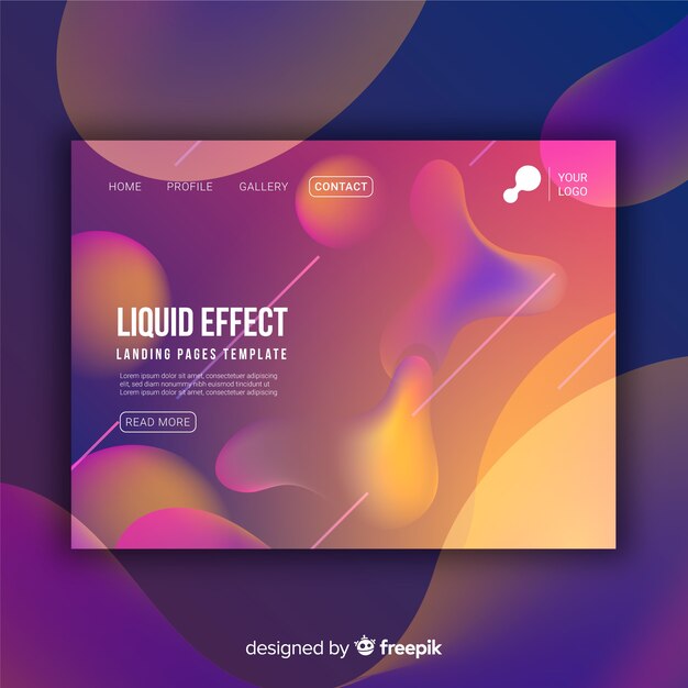 Landing page con efecto líquido