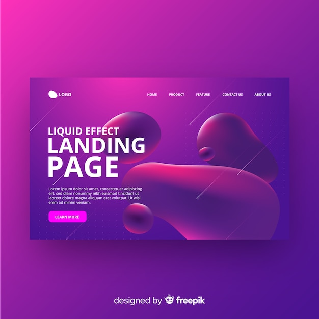 Landing page con efecto líquido