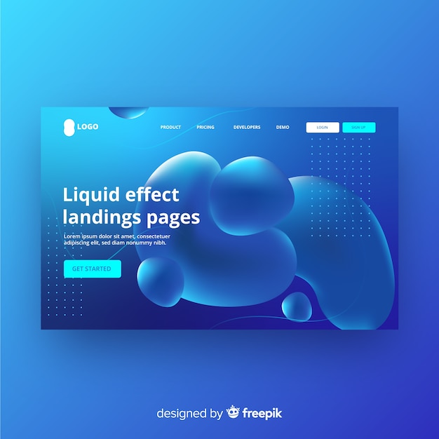 Landing page con efecto líquido