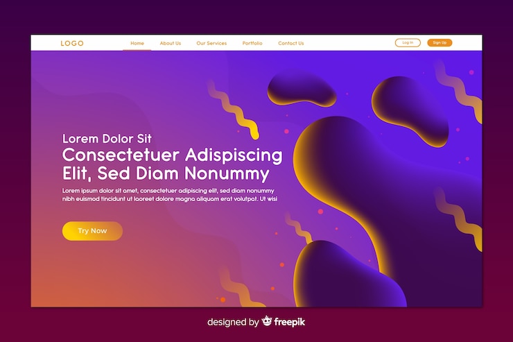 Vector gratuito landing page con efecto líquido