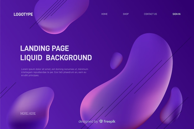 Landing page con efecto líquido