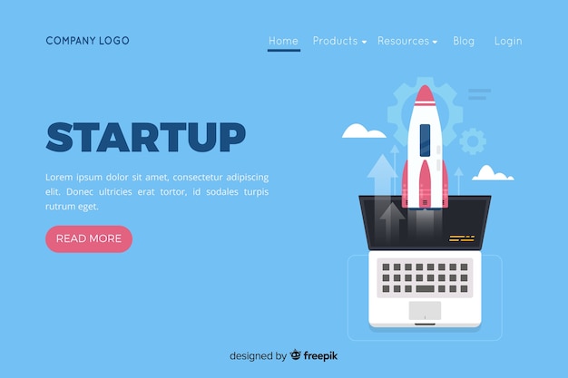 Landing page de empresa con cohete