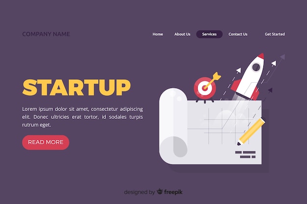 Landing page de empresa con cohete